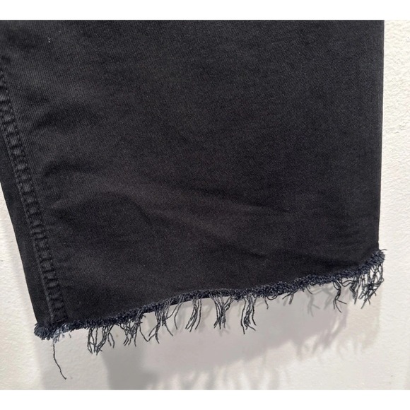 Zara Black Marine Jeans Straight Wife Leg Raw Hem High Rise Size 4 Denim Boho - Picture 3 of 6